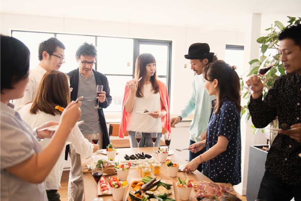 友人たちと一緒