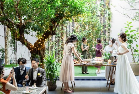 感染予防対策をした料理提供